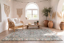 Licht kiezelbeige vintage vloerkleed, handgeknoopt van wol met katoen, 215 x 120 cm – G764