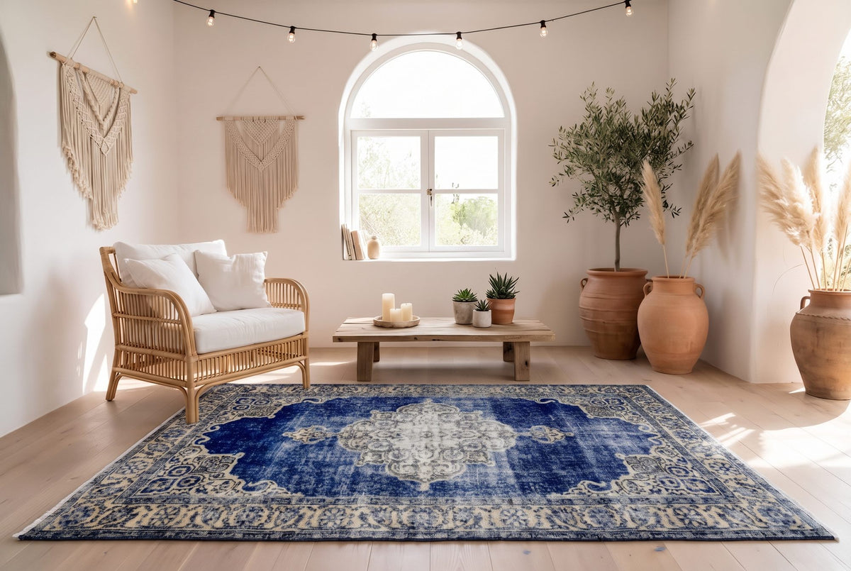 Rijk saffierblauw vintage vloerkleed G768 – foto 4