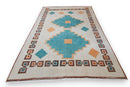 Licht beige-turquoise vintage vloerkleed G769 – foto 6
