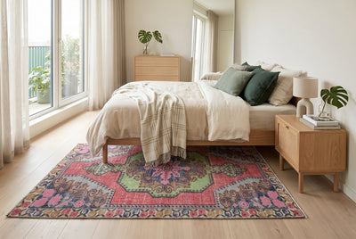Vintage Usak vloerkleed, handgeknoopt van wol met katoen, 230 x 130 cm – G773