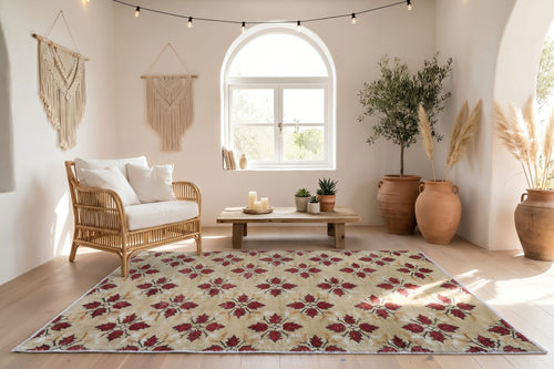 Classic beige-red vintage rug - G774