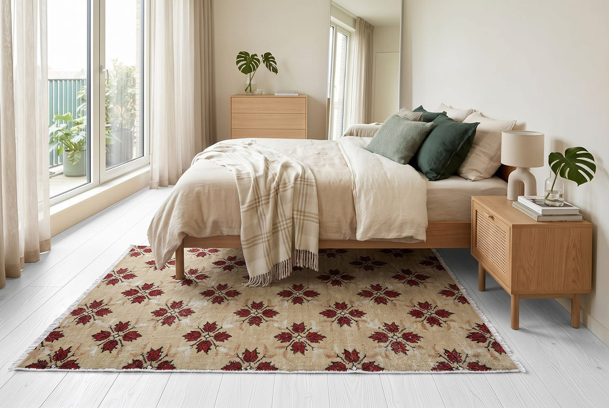 Klassiek beige-rood vintage vloerkleed G774 – foto 4