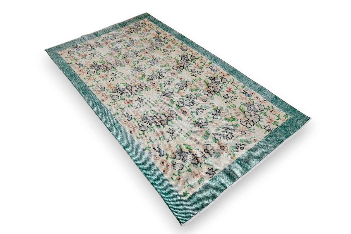 Bloemrijk groen vintage vloerkleed G783 – foto 2