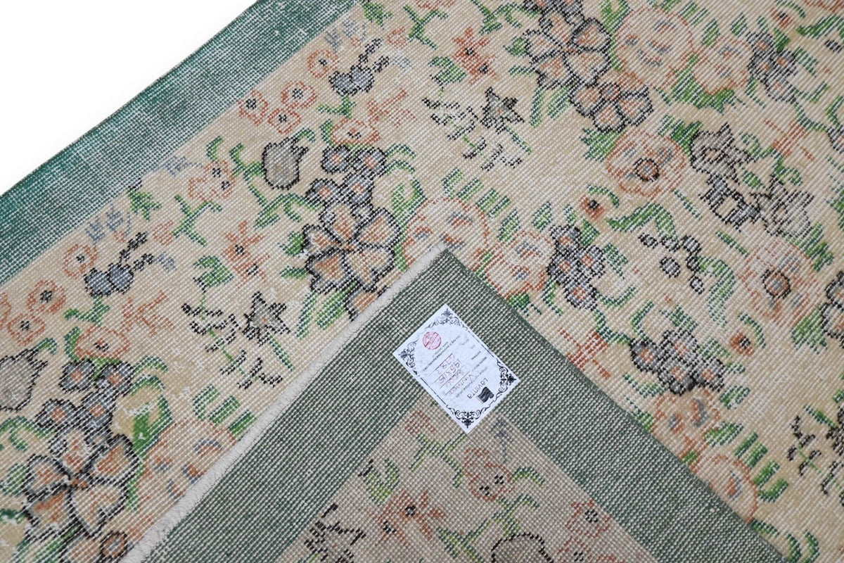 Bloemrijk groen vintage vloerkleed G783 – foto 6