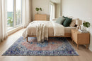 Klassiek rood-blauw vintage vloerkleed, handgeknoopt van wol met katoen, 215 x 115 cm – G784