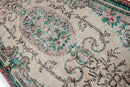 Licht beige-turquoise vintage vloerkleed G785 – foto 4