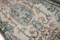 Licht beige-turquoise vintage vloerkleed G785 – foto 4