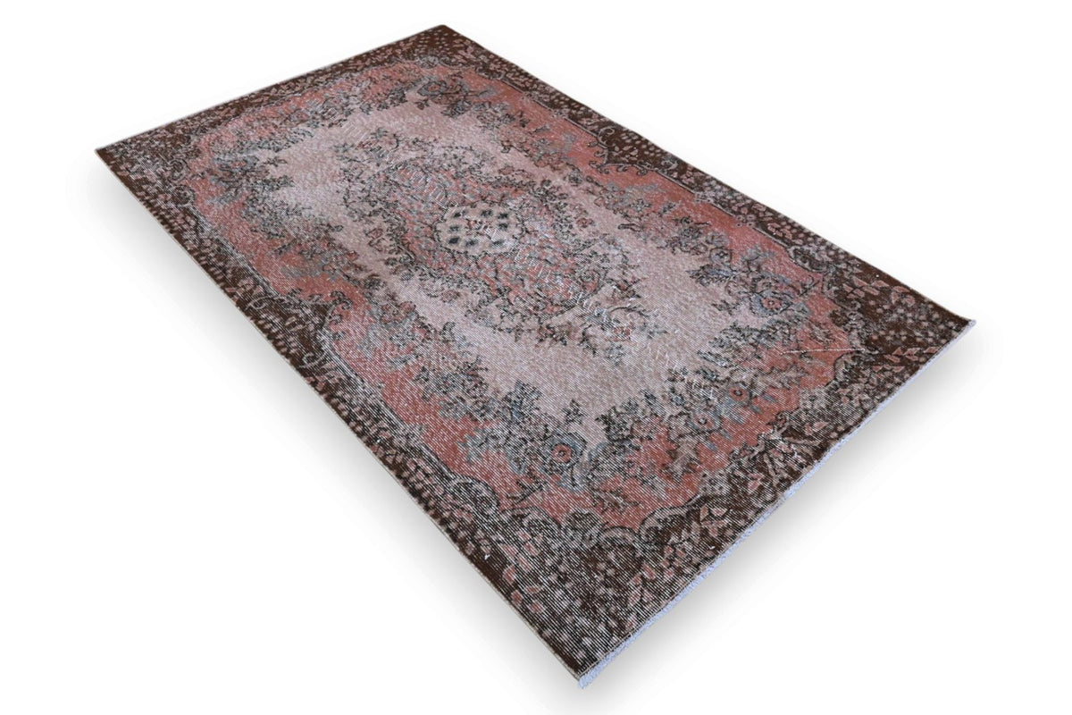 Retro oudroze-bruin vintage vloerkleed G786 – foto 3