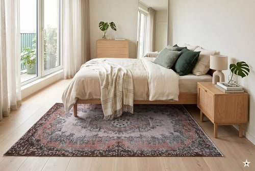 Retro old rose-brown vintage rug - G786