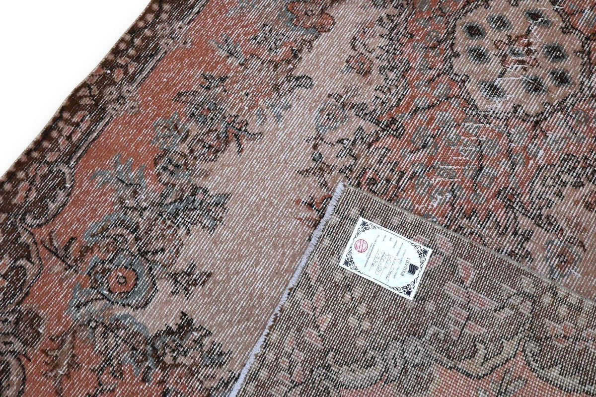 Retro oudroze-bruin vintage vloerkleed G786 – foto 6