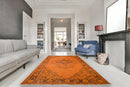 Fel oranje vintage vloerkleed, handgeknoopt van wol met katoen, 315 x 185 cm – G788