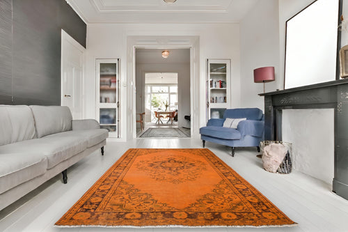 Bright orange vintage rug - G788