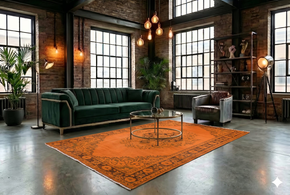 Fel oranje vintage vloerkleed G788 – foto 2