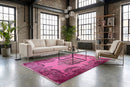 Stralend orchideeroze vintage vloerkleed, handgeknoopt van wol met katoen, 320 x 210 cm – G797