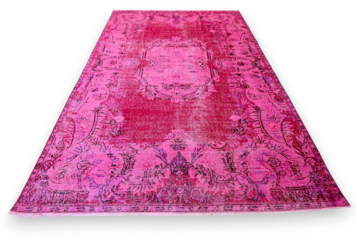 Vurig framboosroze vintage vloerkleed G800 – foto 5