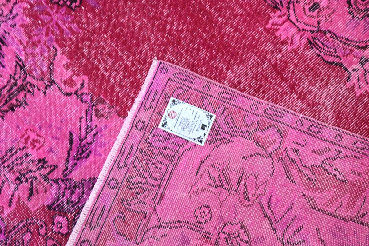 Vurig framboosroze vintage vloerkleed G800 – foto 6