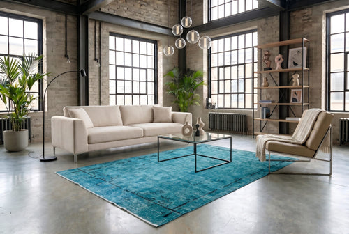 Fresh turquoise vintage rug - G804