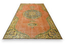 Warm oranje vintage vloerkleed, handgeknoopt van wol met katoen, 255 x 155 cm – G805