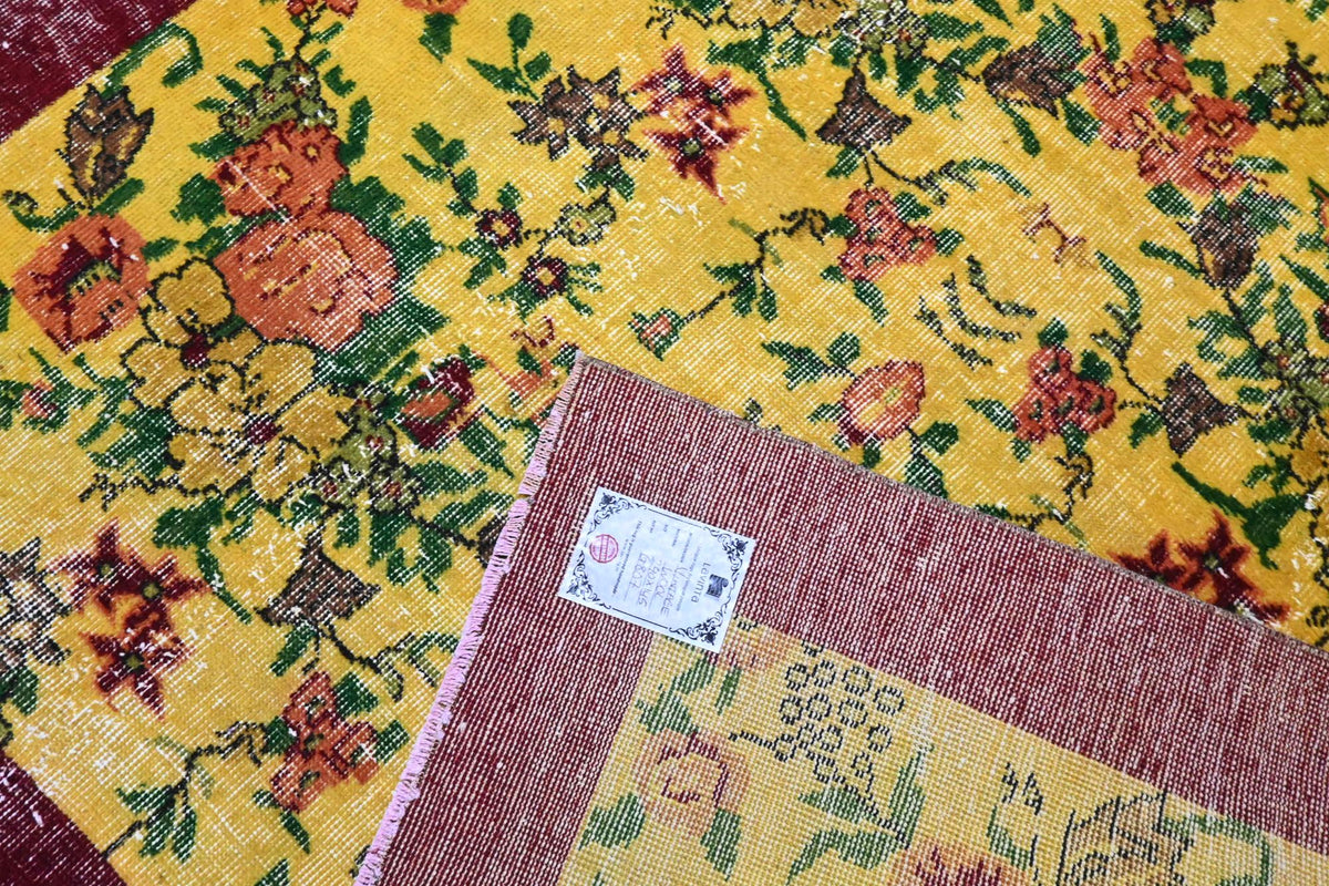 Bloemrijk geel vintage kleed G807 – foto 6