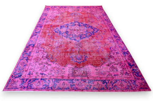 Uitbundig roze-paars vintage kleed - G808
