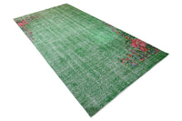 Romantisch grasgroen vintage vloerkleed G814 – foto 5