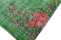 Romantisch grasgroen vintage vloerkleed G814 – foto 4