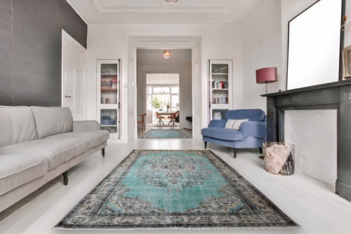Light aqua vintage rug - G817