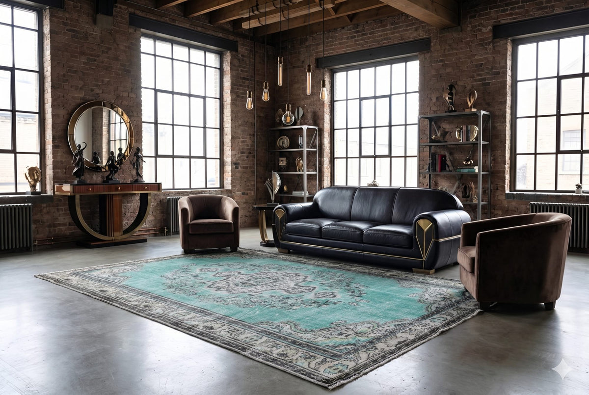 Licht aqua vintage vloerkleed G817 – foto 5