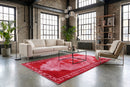 Vurig rood vintage vloerkleed, handgeknoopt van wol met katoen, 270 x 150 cm – G820