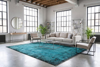Fel turquoise vintage vloerkleed G823 – foto 3
