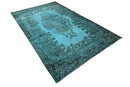 Turquoise vintage vloerkleed - F973