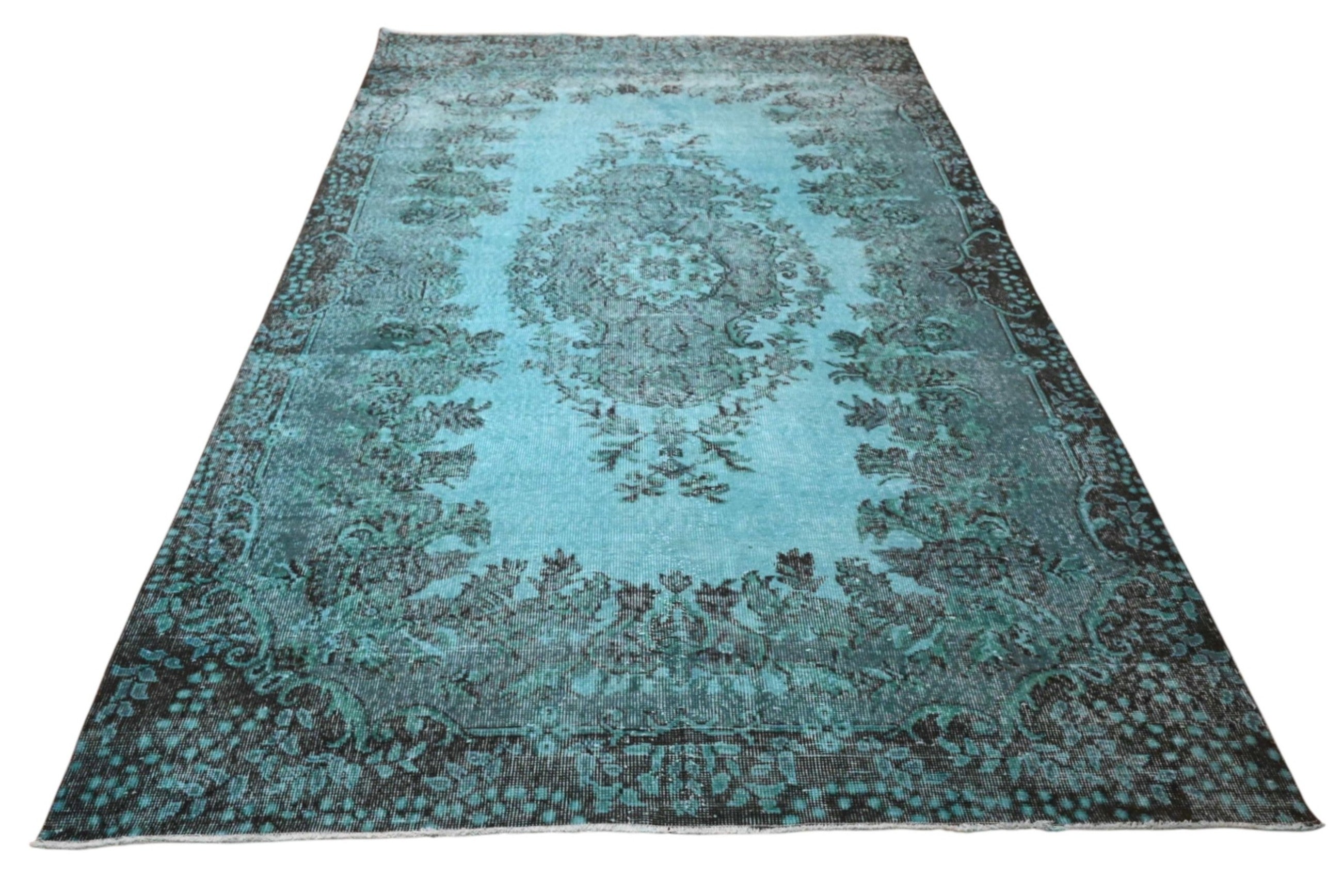 Turquoise vintage vloerkleed - F973