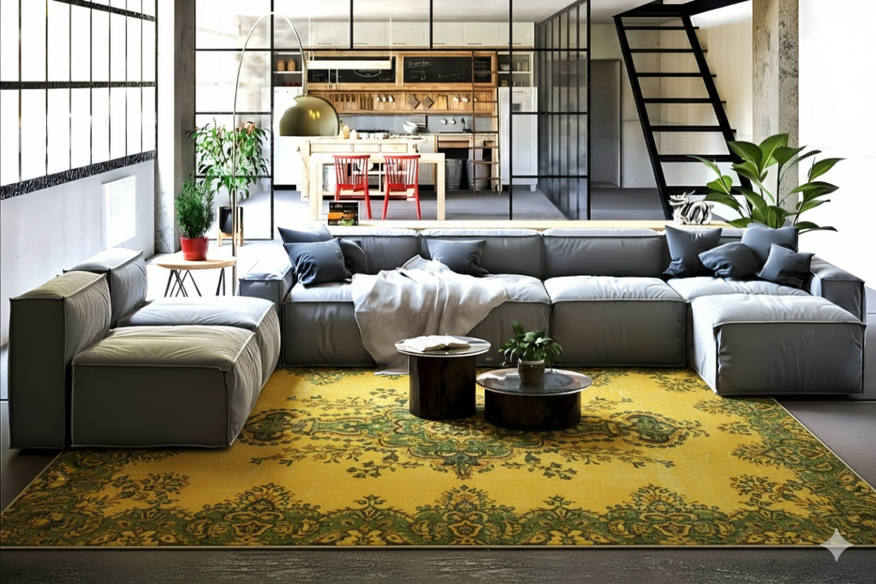 Geel vintage vloerkleed - F981