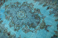 Turquoise vintage vloerkleed - F982