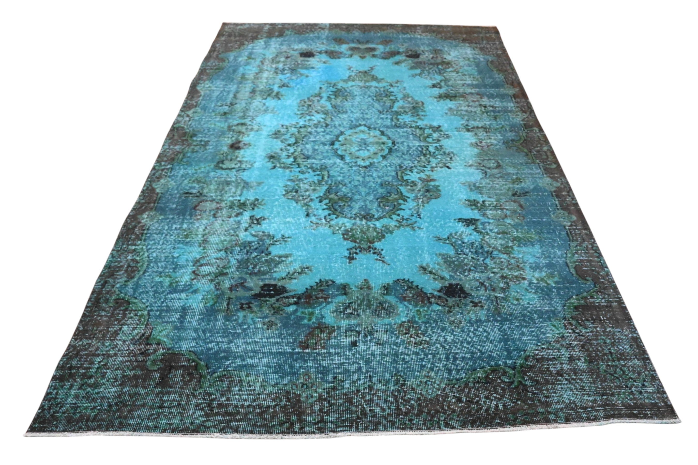 Turquoise vintage vloerkleed - F982