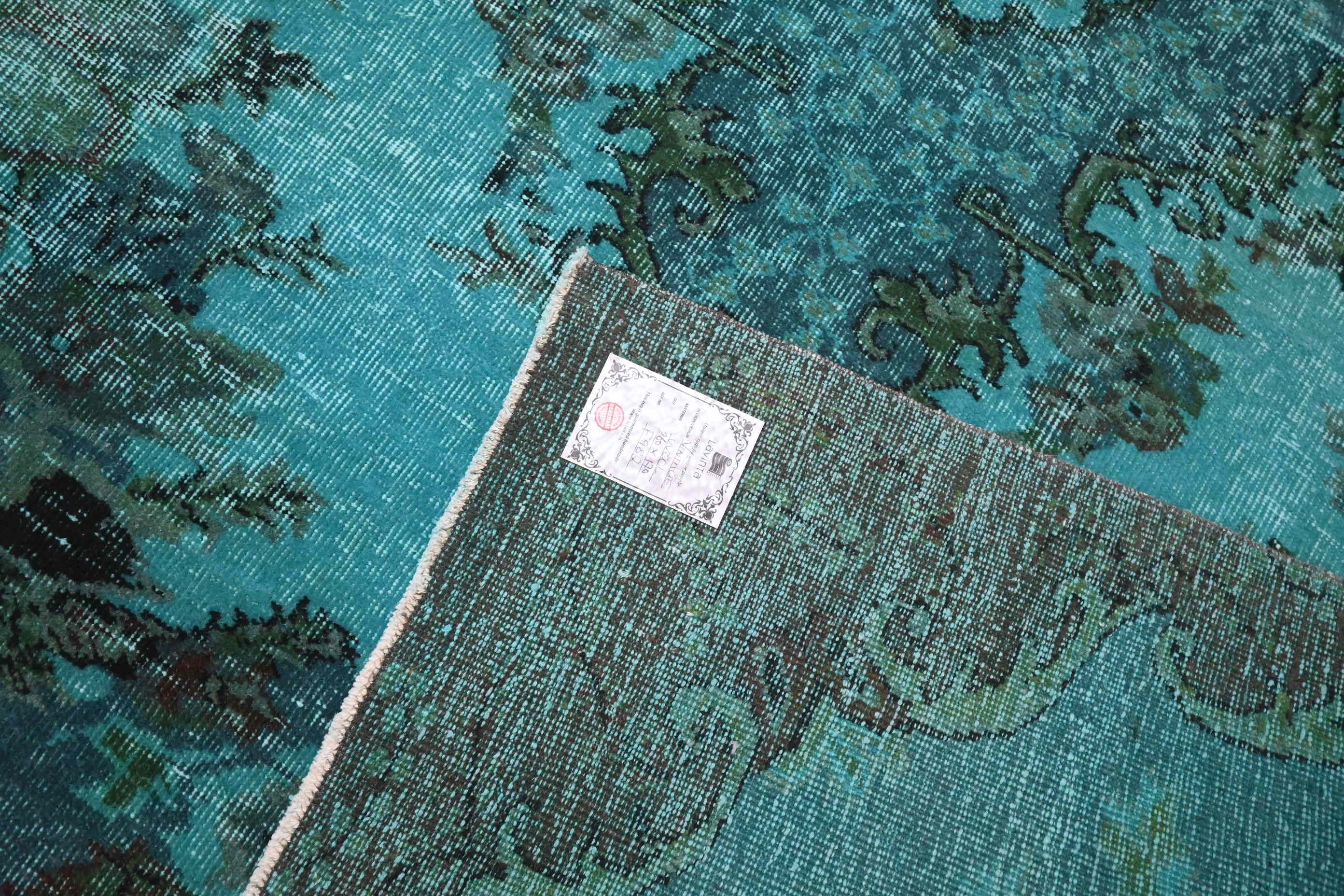 Turquoise vintage vloerkleed - F982