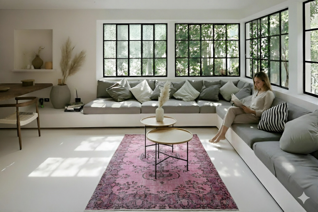 Roze vintage vloerkleed - G126