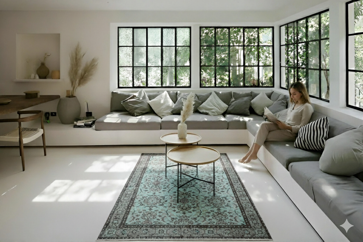 Turquoise vintage vloerkleed - G134