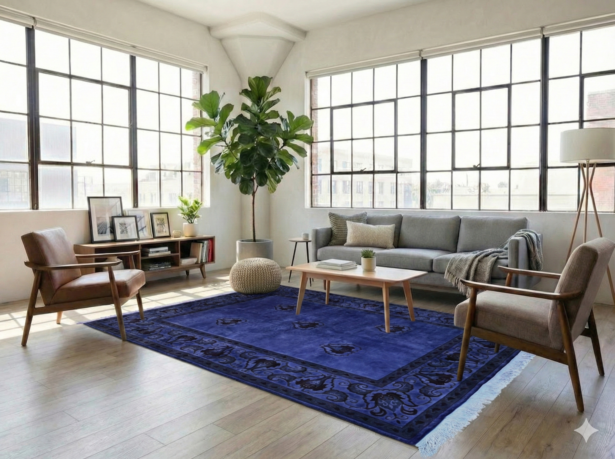 Blauw Nepal vloerkleed - G214