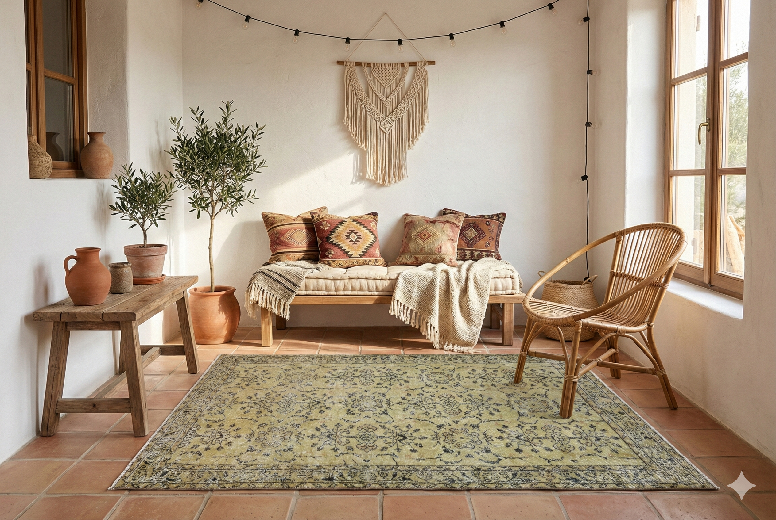 Geel vintage vloerkleed - G266