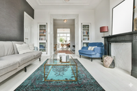 Turquoise vintage vloerkleed - F579