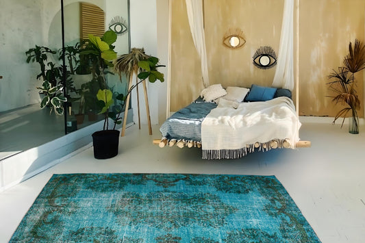 Turquoise vintage rug - E382