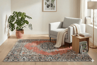 Krachtig rood vintage vloerkleed 205x130 handgemaakt - G381