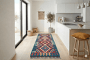 Amira kelim loper 200x60 cm indigo medallion handgeweven Afghanistan - Lavinta G406
