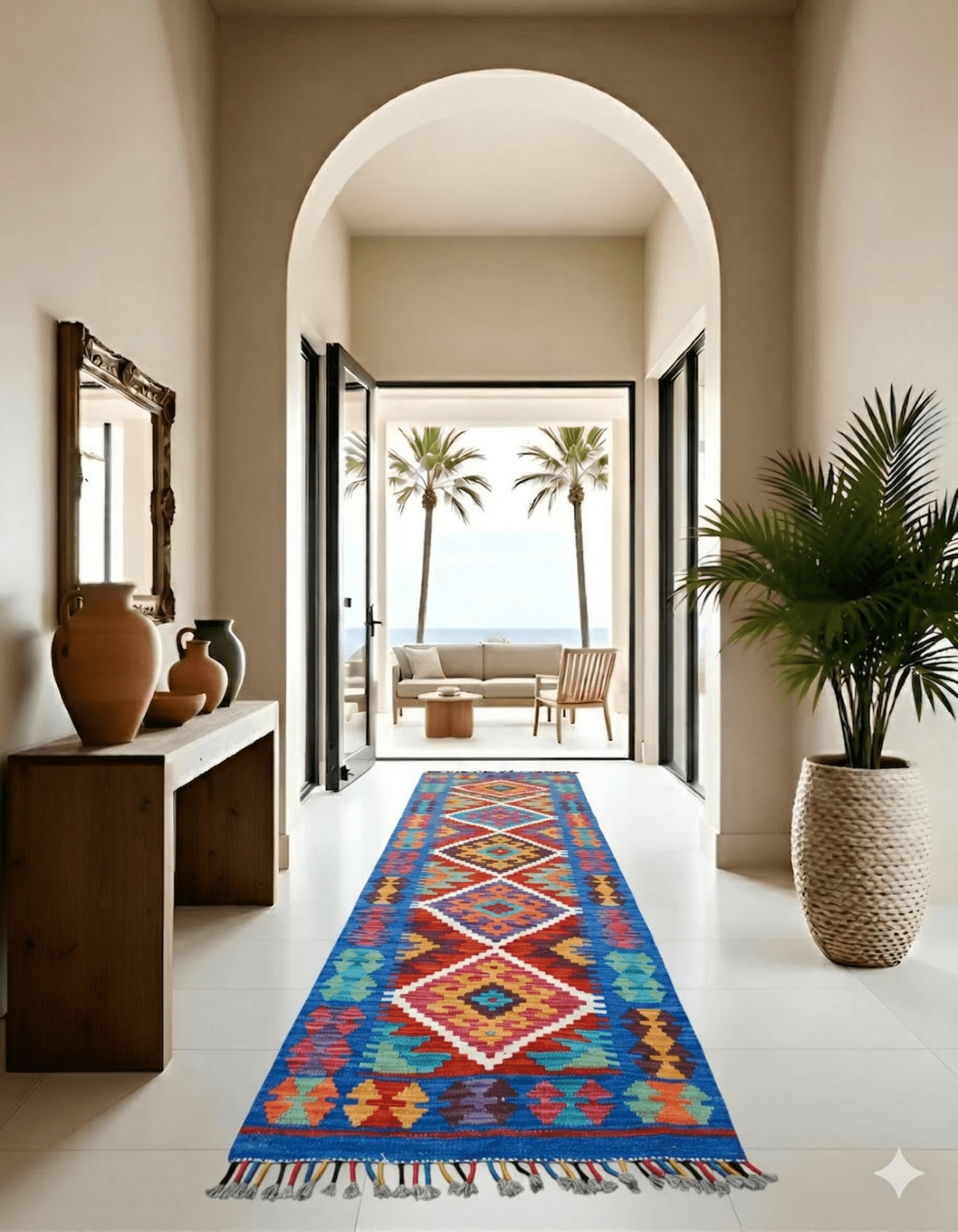 Amira kelim loper 200x60 cm koningsblauw tribal handgeweven Afghanistan - Lavinta G407