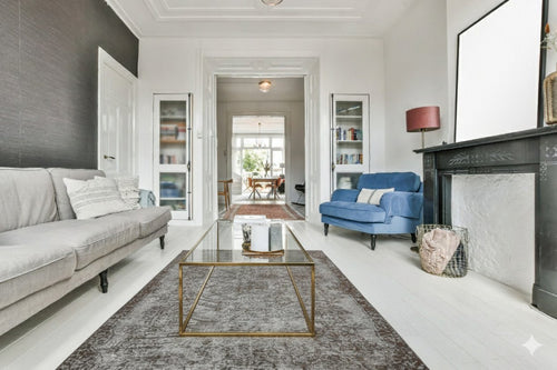 Antique grey vintage rug - F814