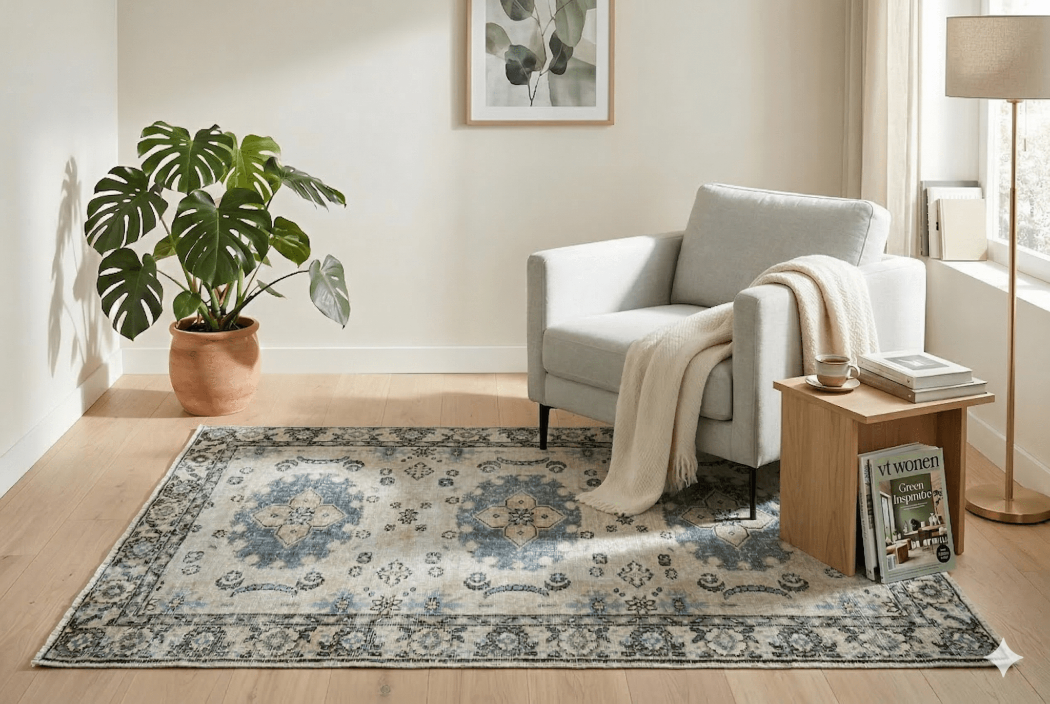 Beige Vintage Rug - E437