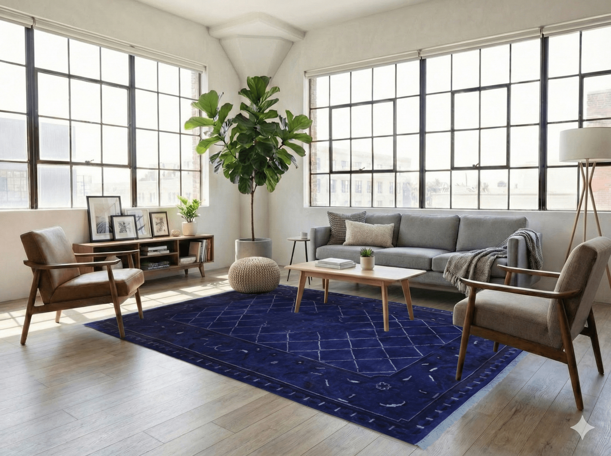 Blauw Nepal vloerkleed - G213 - Lavinta