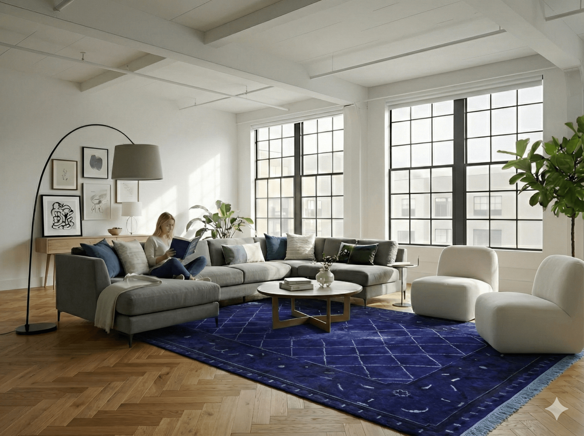 Blauw Nepal vloerkleed - G213