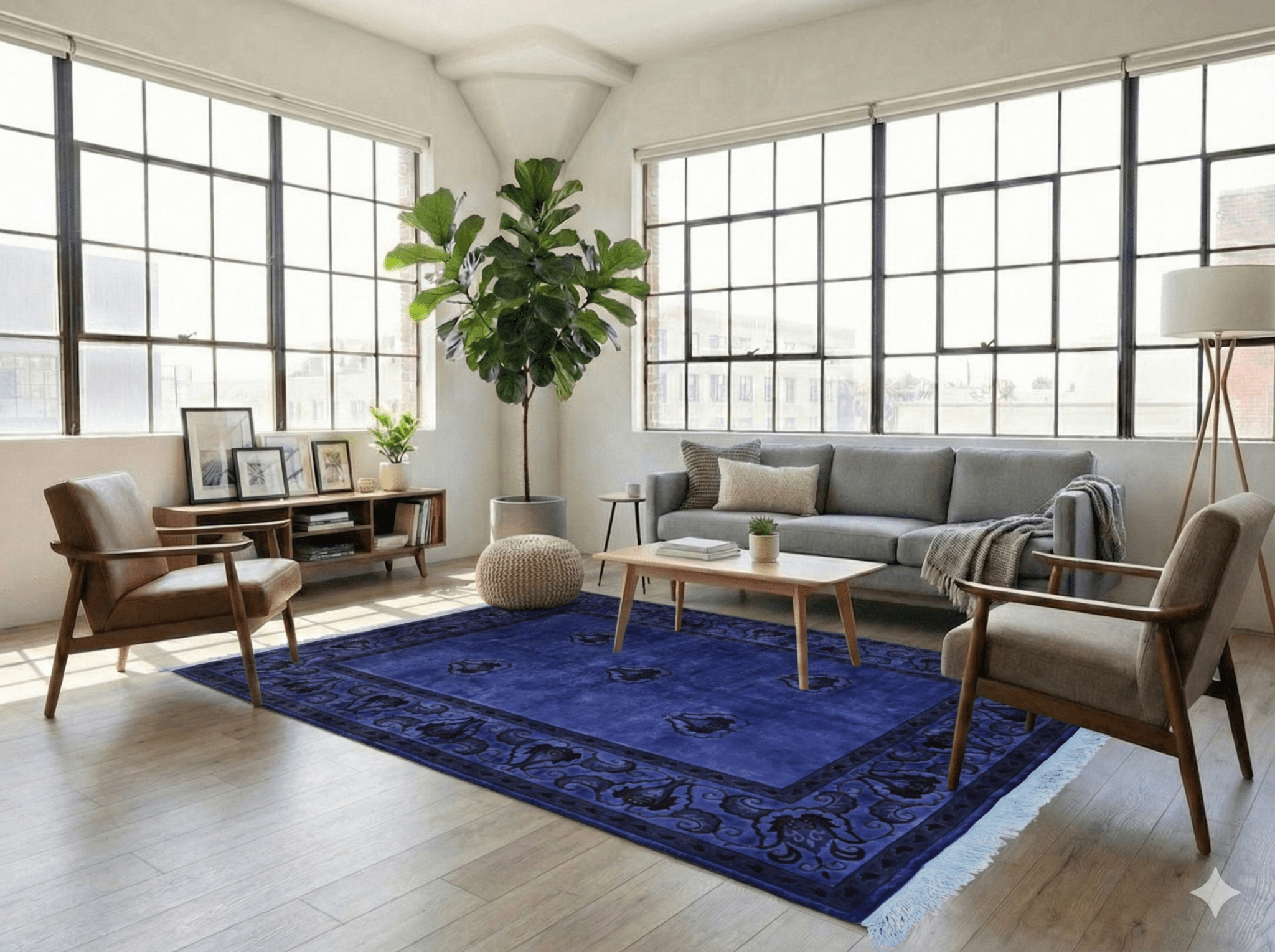 Blauw Nepal vloerkleed - G214